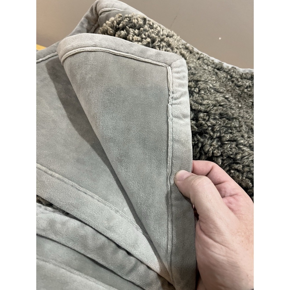 Pottery Barn Faux Fur Throw Curly Lamb 50x60"‎ Gray Black - Picture 3 of 7